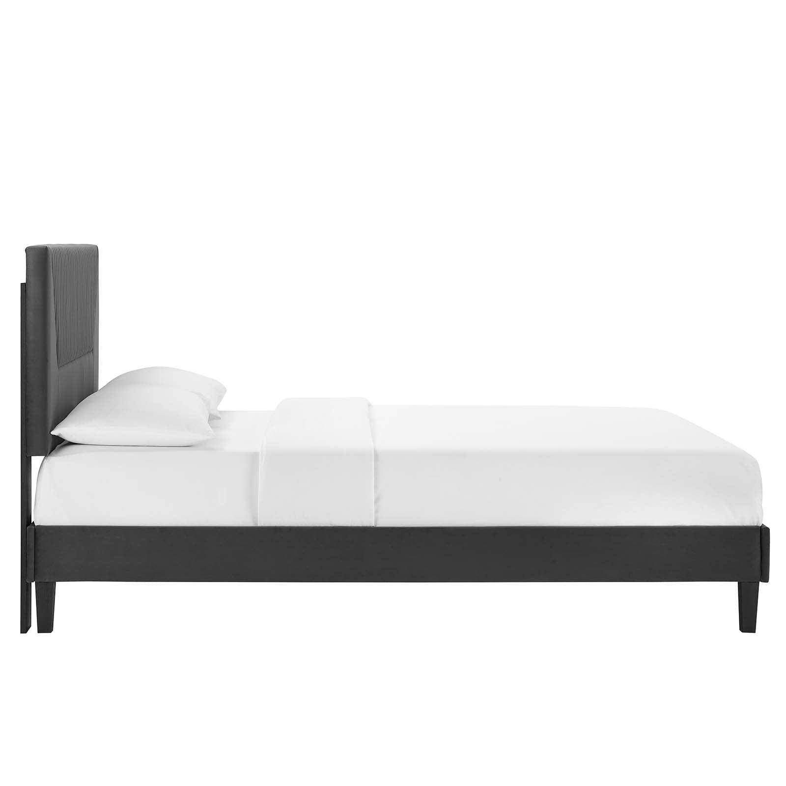 Yasmine Channel Tufted Performance Velvet Queen Platform Bed, MOD-6976 FredCo