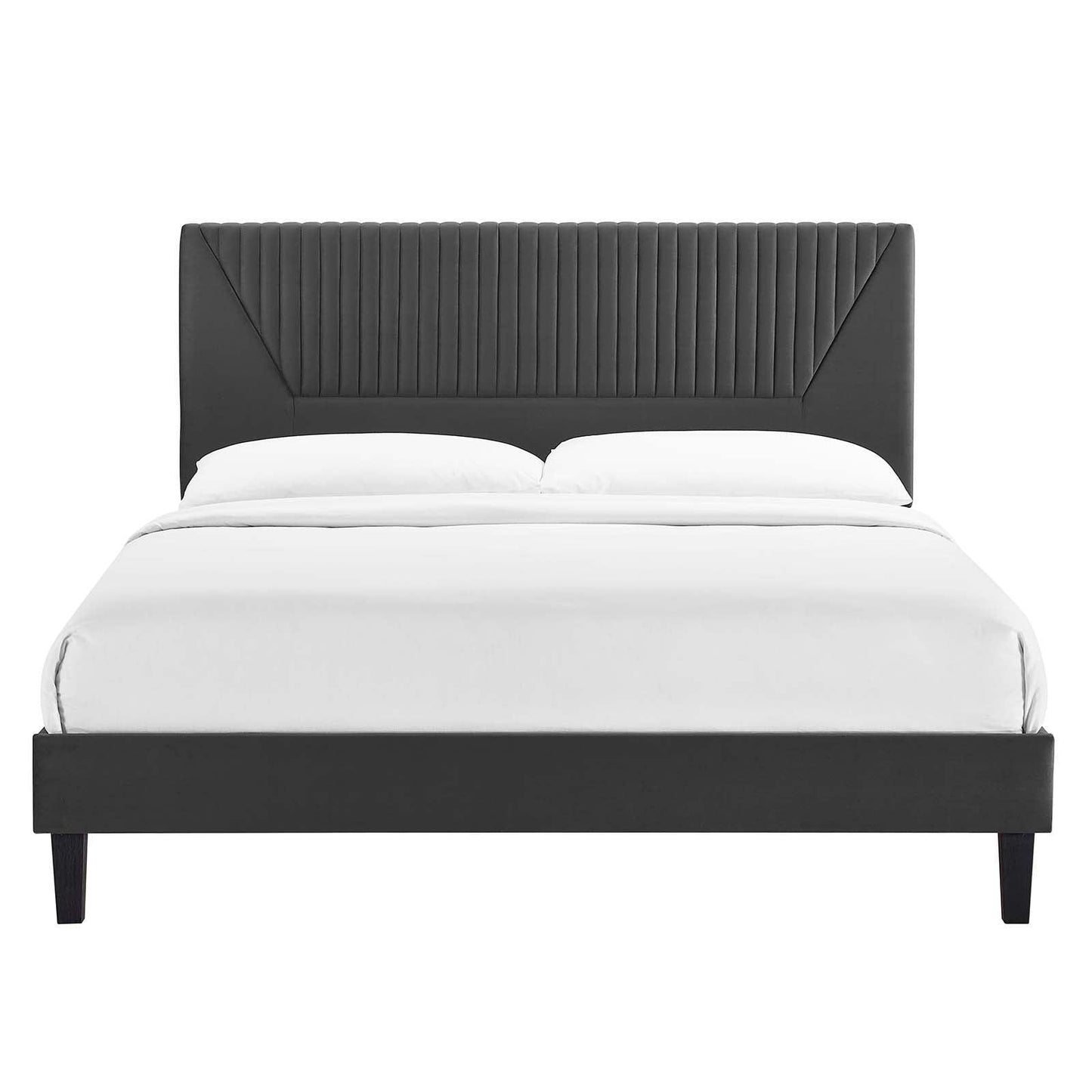 Yasmine Channel Tufted Performance Velvet Queen Platform Bed, MOD-6976 FredCo