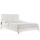 Yasmine Channel Tufted Performance Velvet Queen Platform Bed, MOD-6980 FredCo