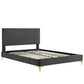 Yasmine Channel Tufted Performance Velvet Queen Platform Bed, MOD-6980 FredCo