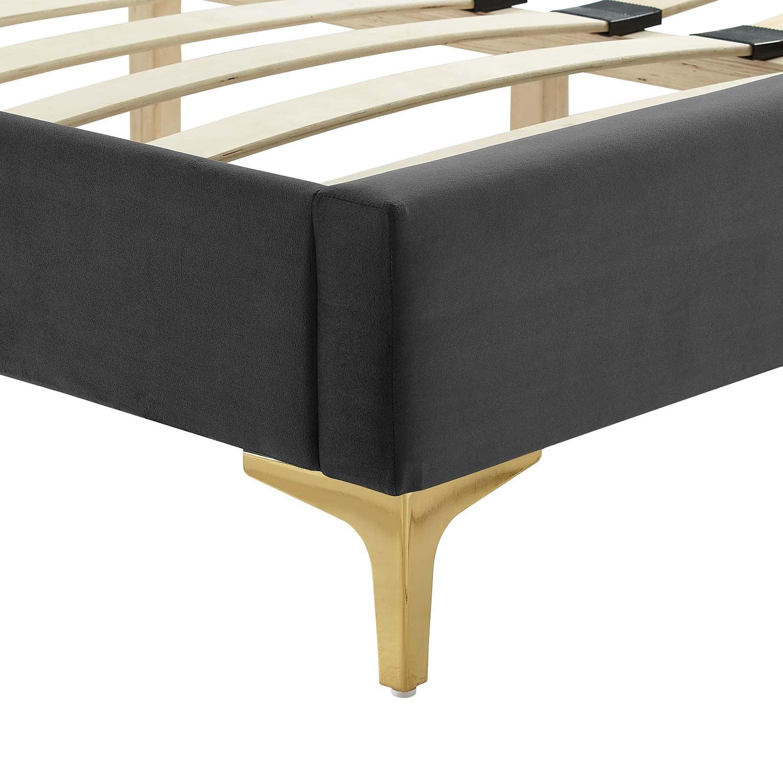 Yasmine Channel Tufted Performance Velvet Queen Platform Bed, MOD-6980 FredCo