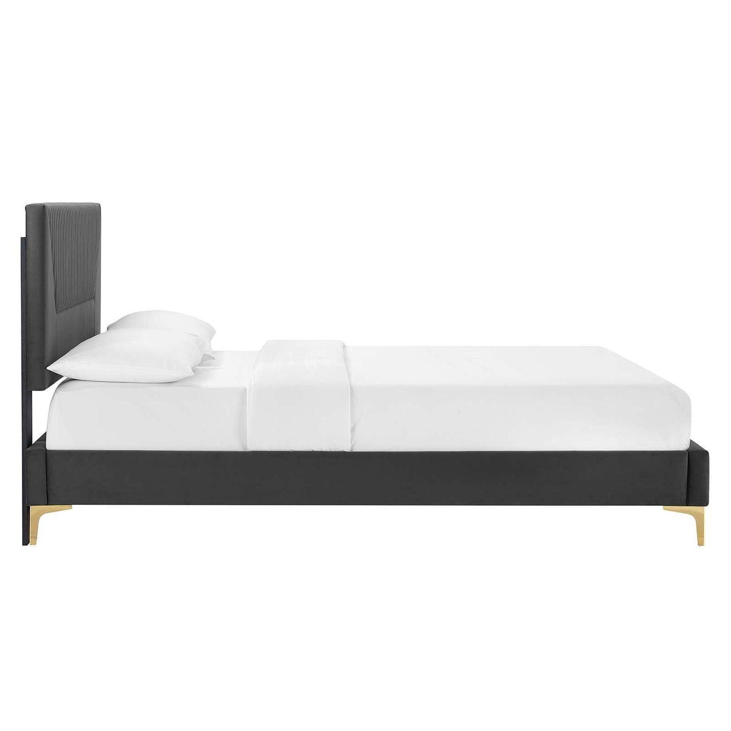 Yasmine Channel Tufted Performance Velvet Queen Platform Bed, MOD-6980 FredCo