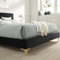 Yasmine Channel Tufted Performance Velvet Queen Platform Bed, MOD-6980 FredCo