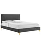 Yasmine Channel Tufted Performance Velvet Queen Platform Bed, MOD-6980 FredCo