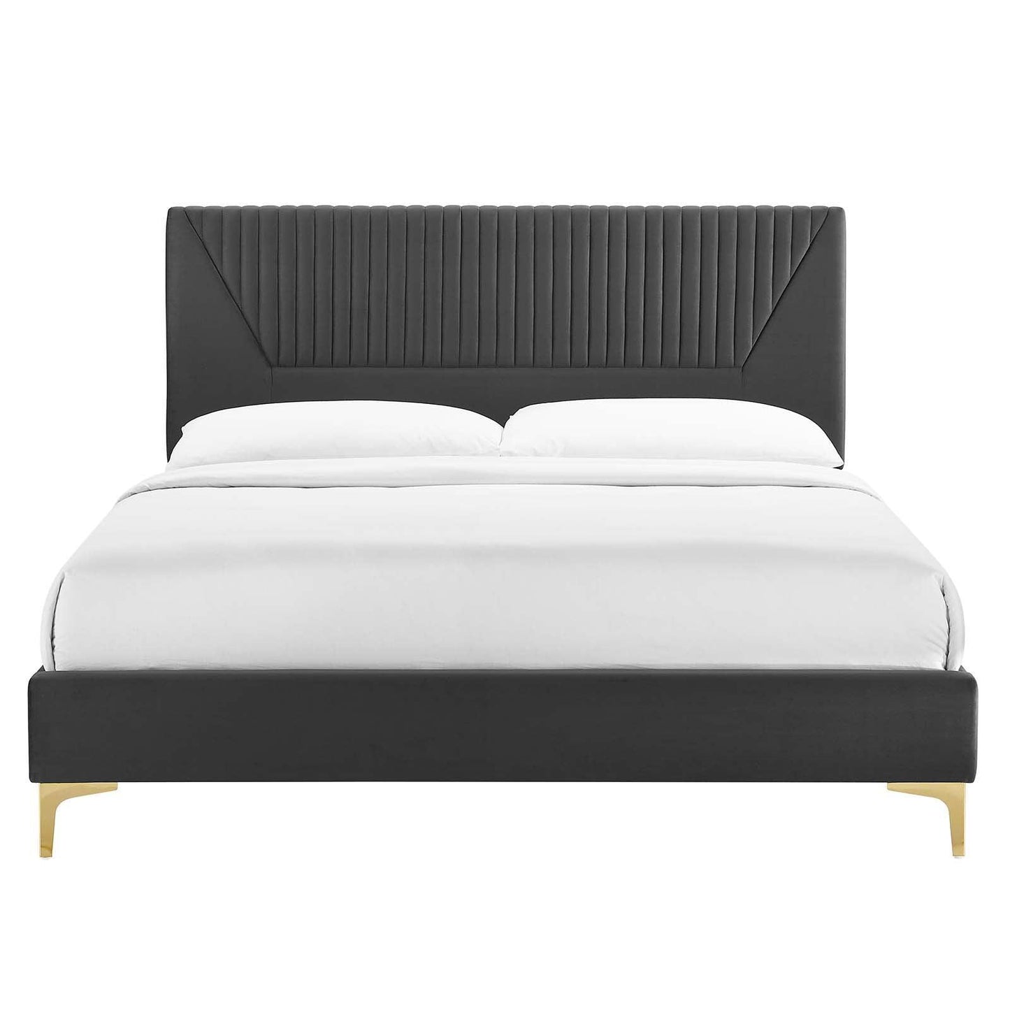 Yasmine Channel Tufted Performance Velvet Queen Platform Bed, MOD-6980 FredCo