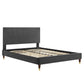 Yasmine Channel Tufted Performance Velvet Twin Platform Bed, MOD-6988 FredCo