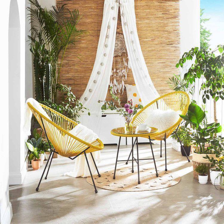 Yellow 3-Piece Outdoor Acapulco Chair FredCo