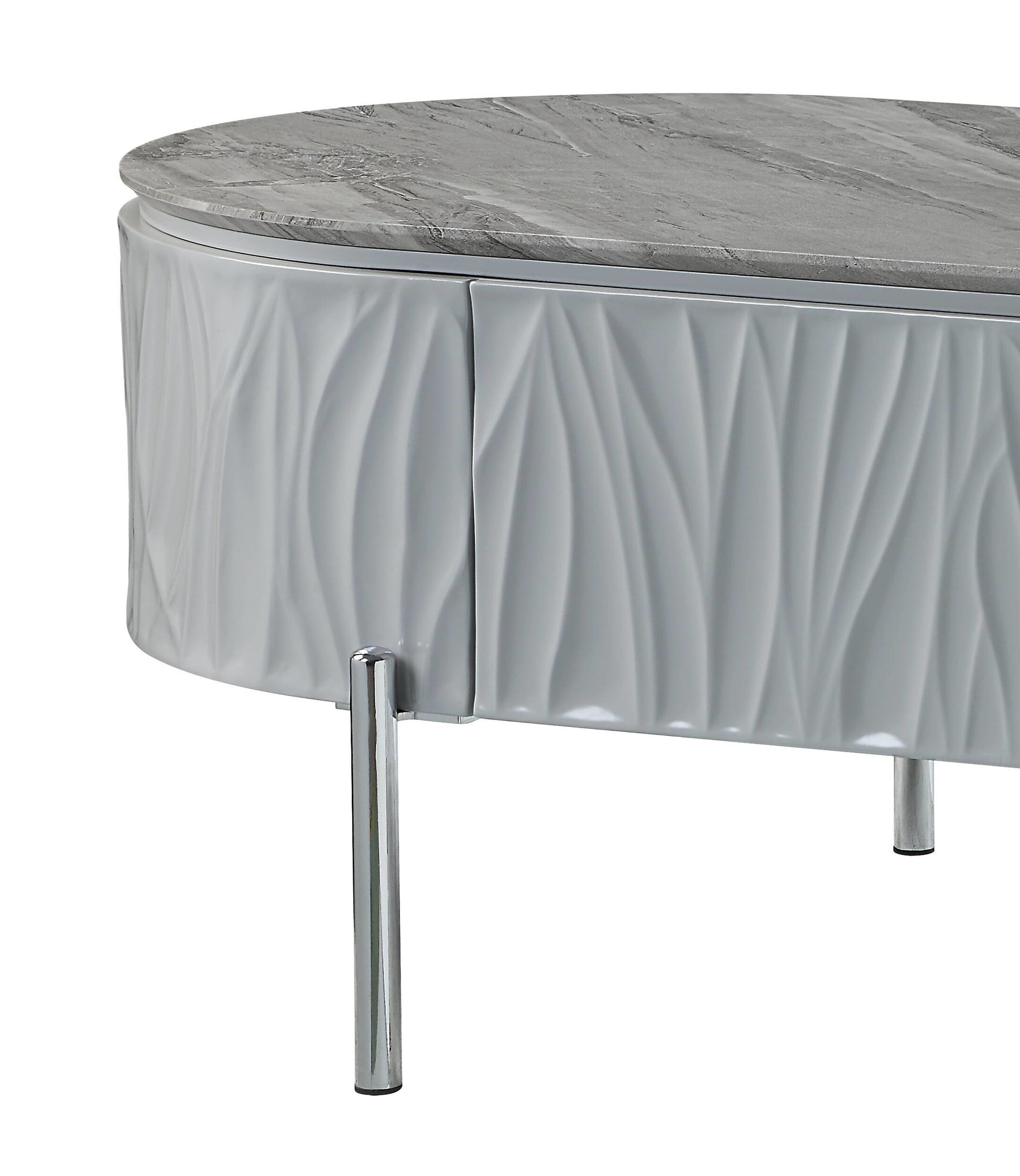 Yukino Gray High Gloss & Chrome Finish Coffee Table FredCo