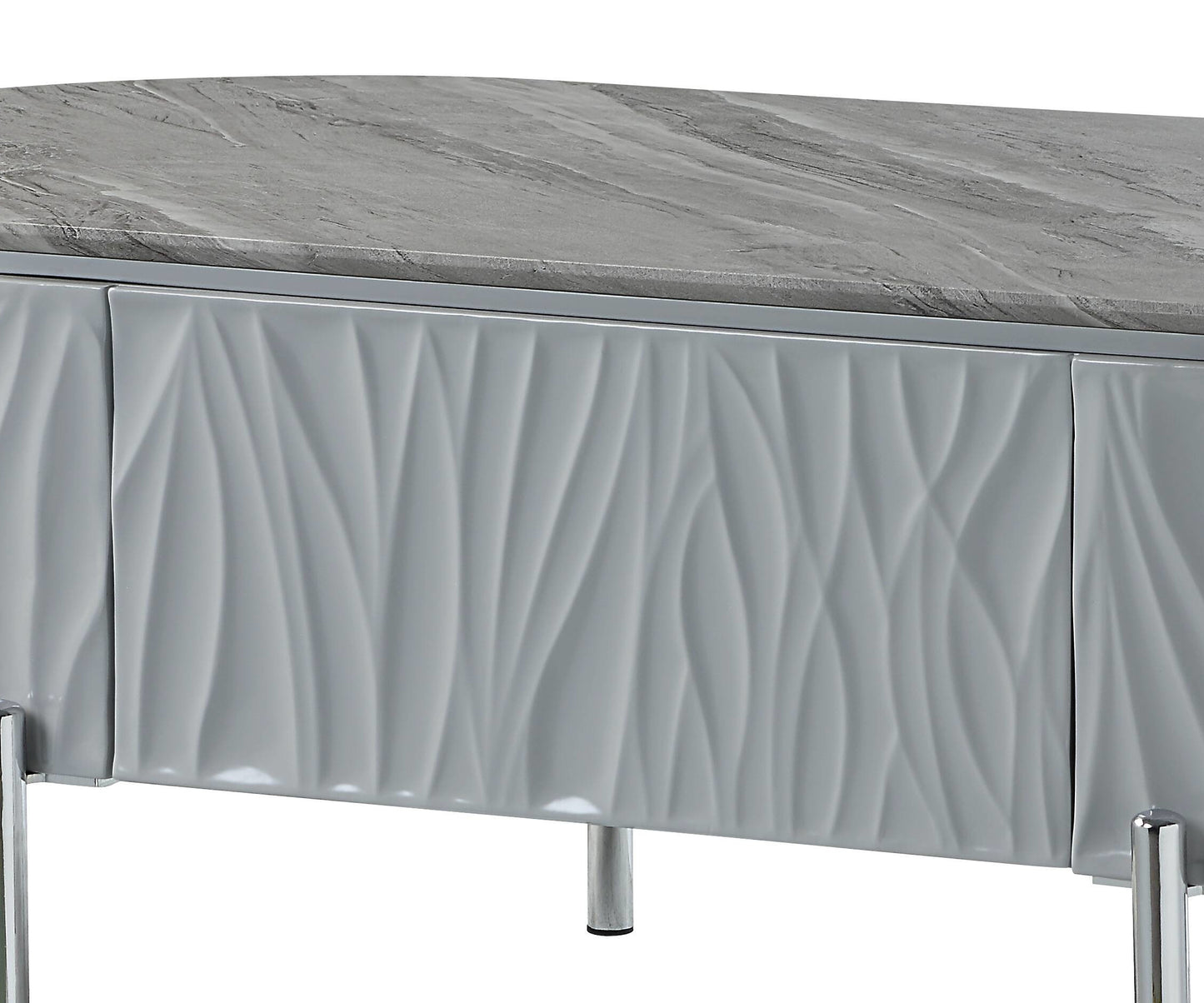 Yukino Gray High Gloss & Chrome Finish Coffee Table FredCo