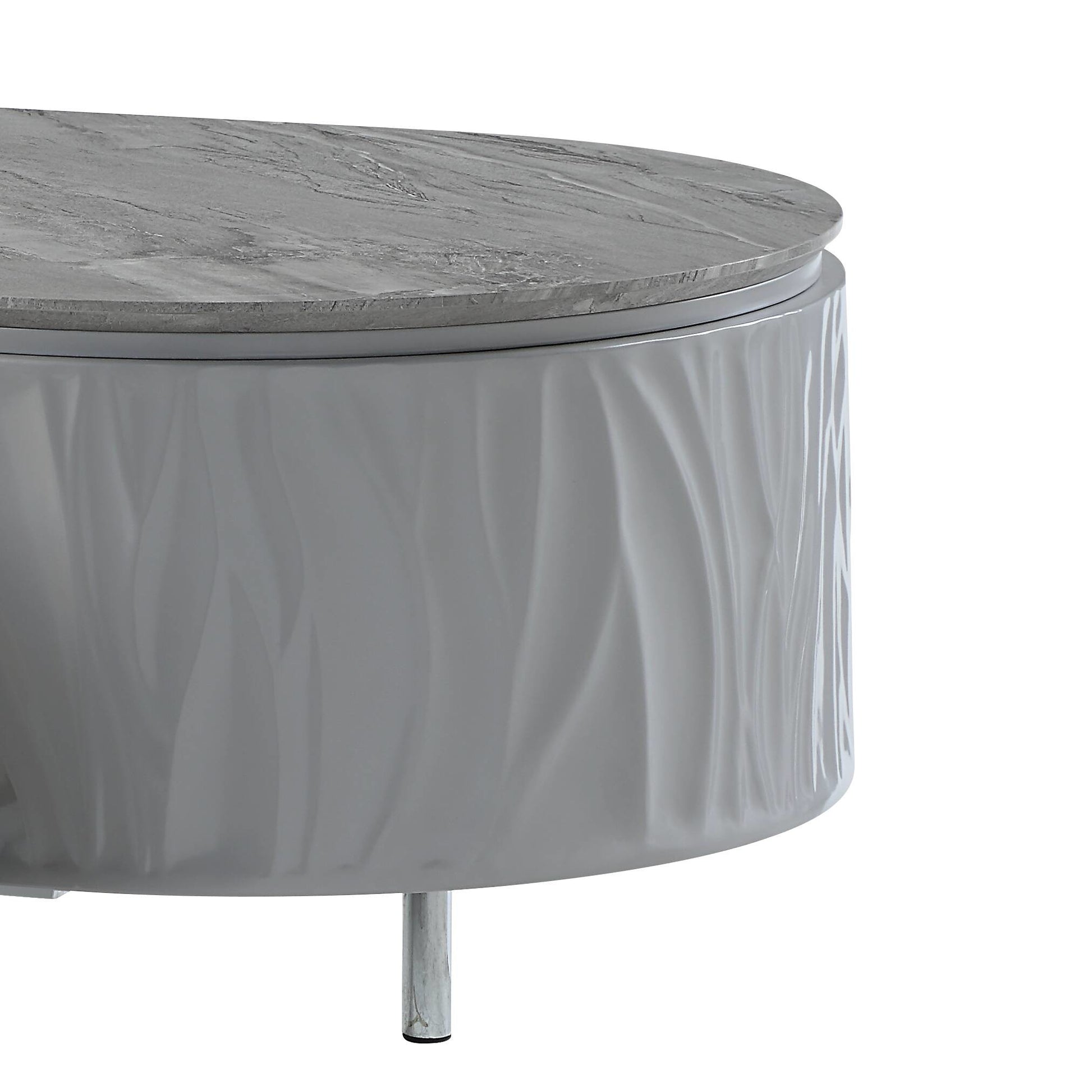 Yukino Gray High Gloss & Chrome Finish Coffee Table FredCo