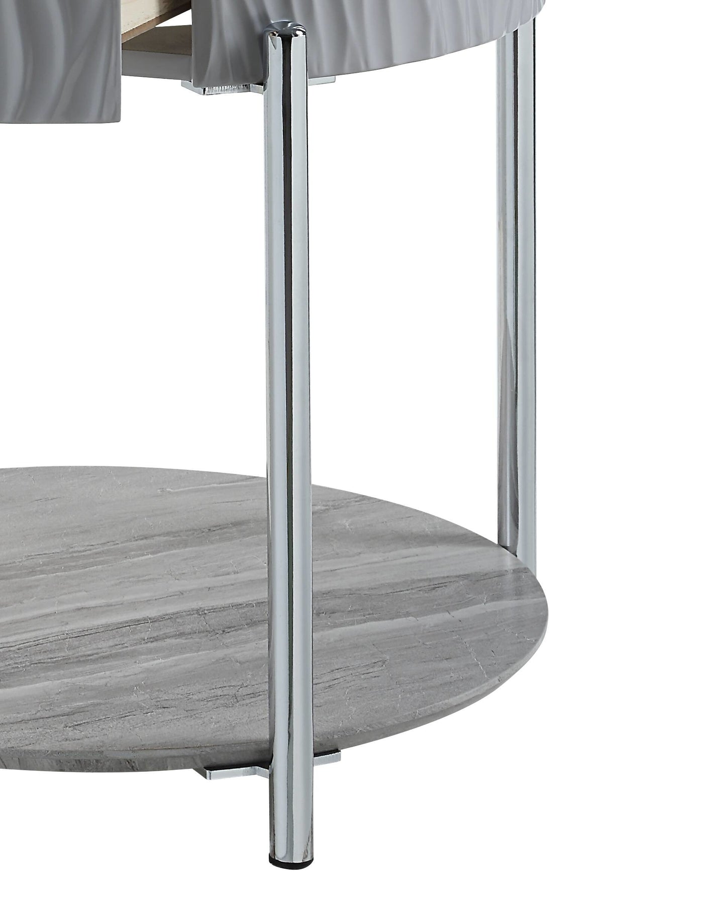 Yukino Gray High Gloss & Chrome Finish End Table FredCo