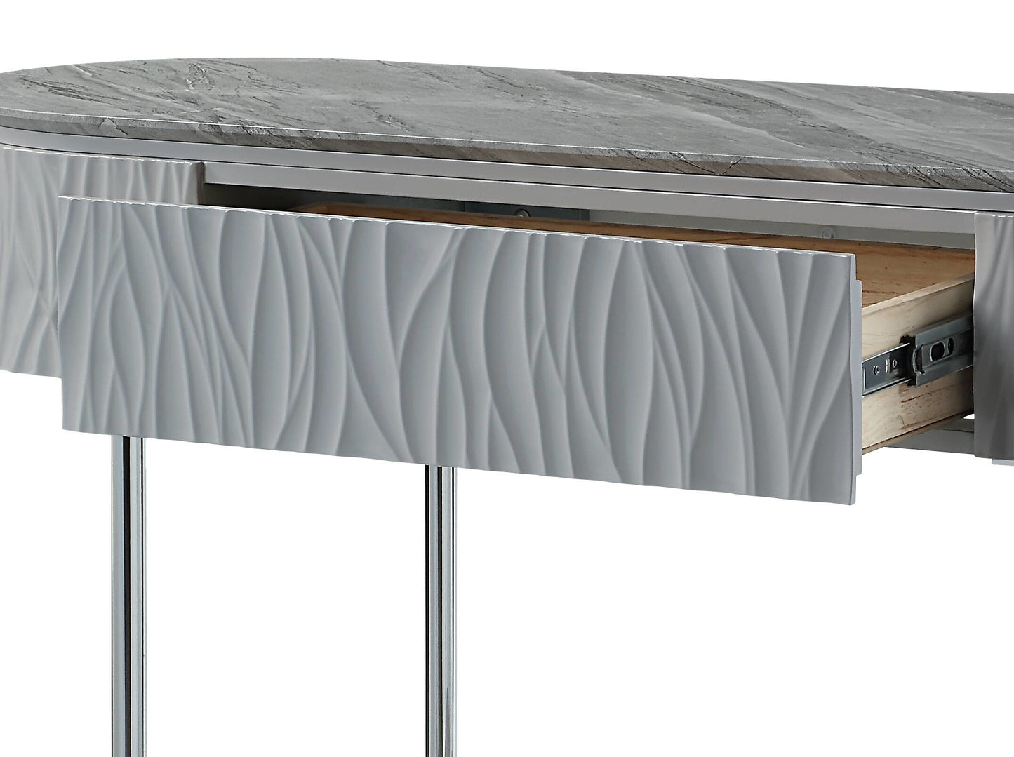 Yukino Gray High Gloss & Chrome Finish Sofa Table FredCo
