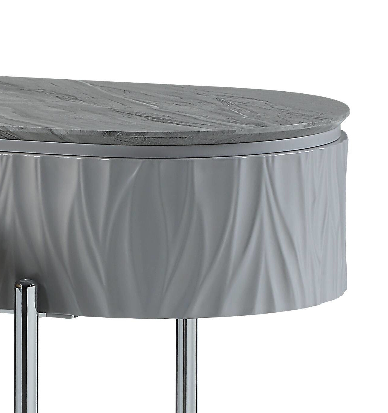 Yukino Gray High Gloss & Chrome Finish Sofa Table FredCo