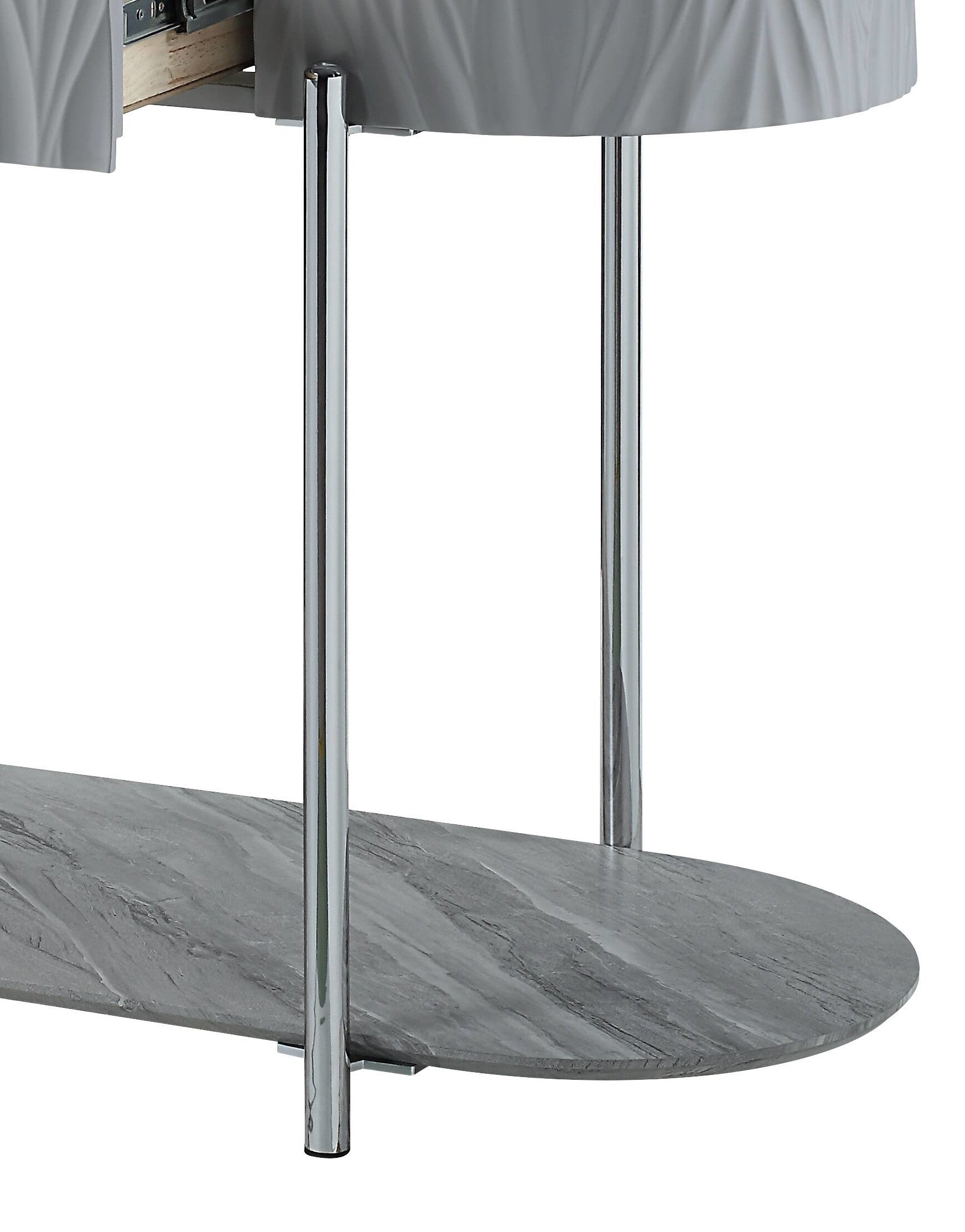 Yukino Gray High Gloss & Chrome Finish Sofa Table FredCo