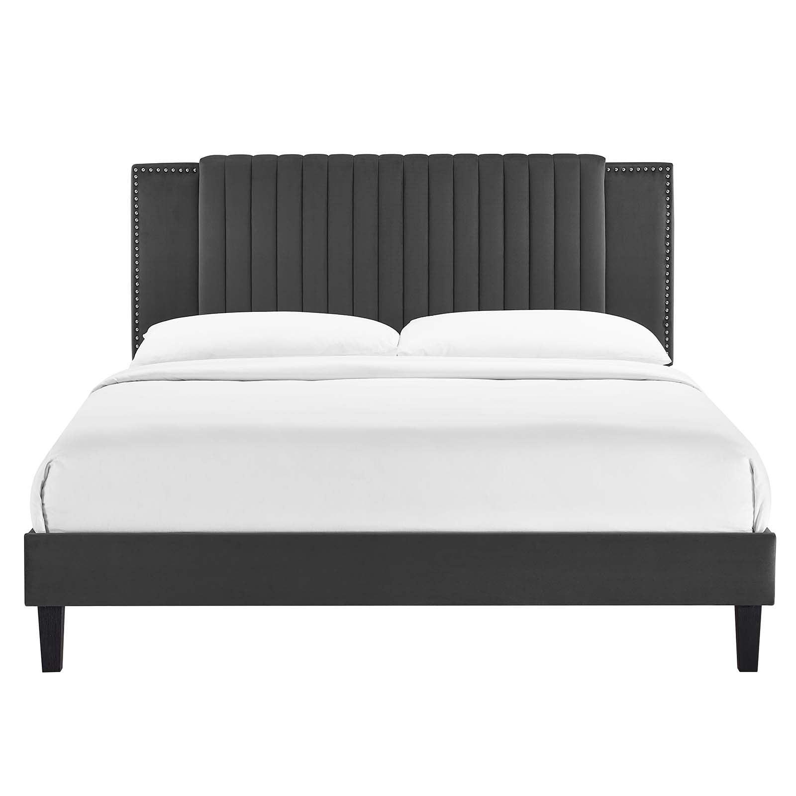 Zahra Channel Tufted Performance Velvet Full Platform Bed, MOD-7002 FredCo