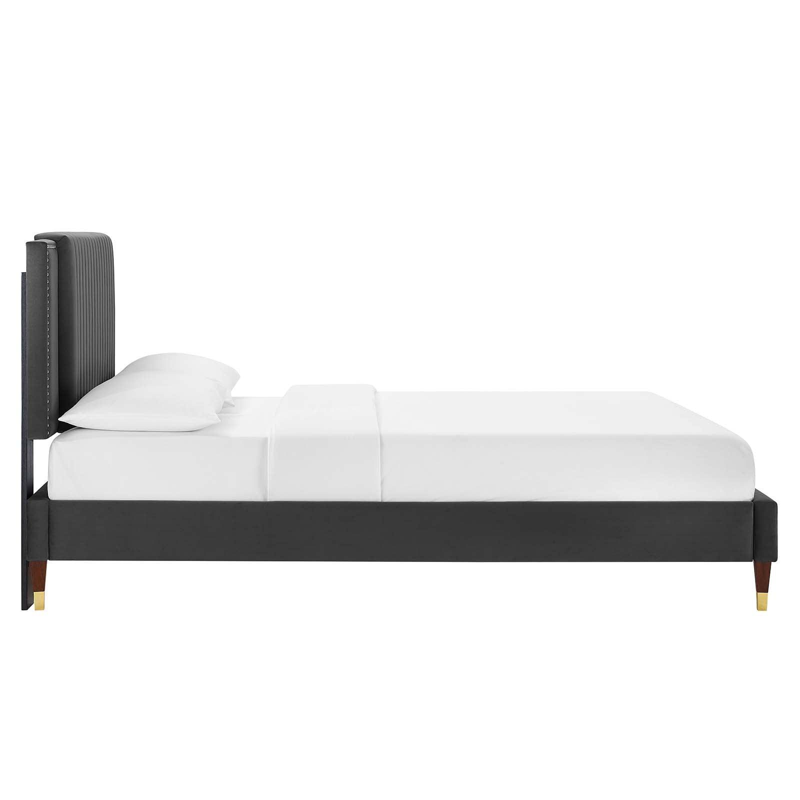 Zahra Channel Tufted Performance Velvet King Platform Bed, MOD-7010 FredCo