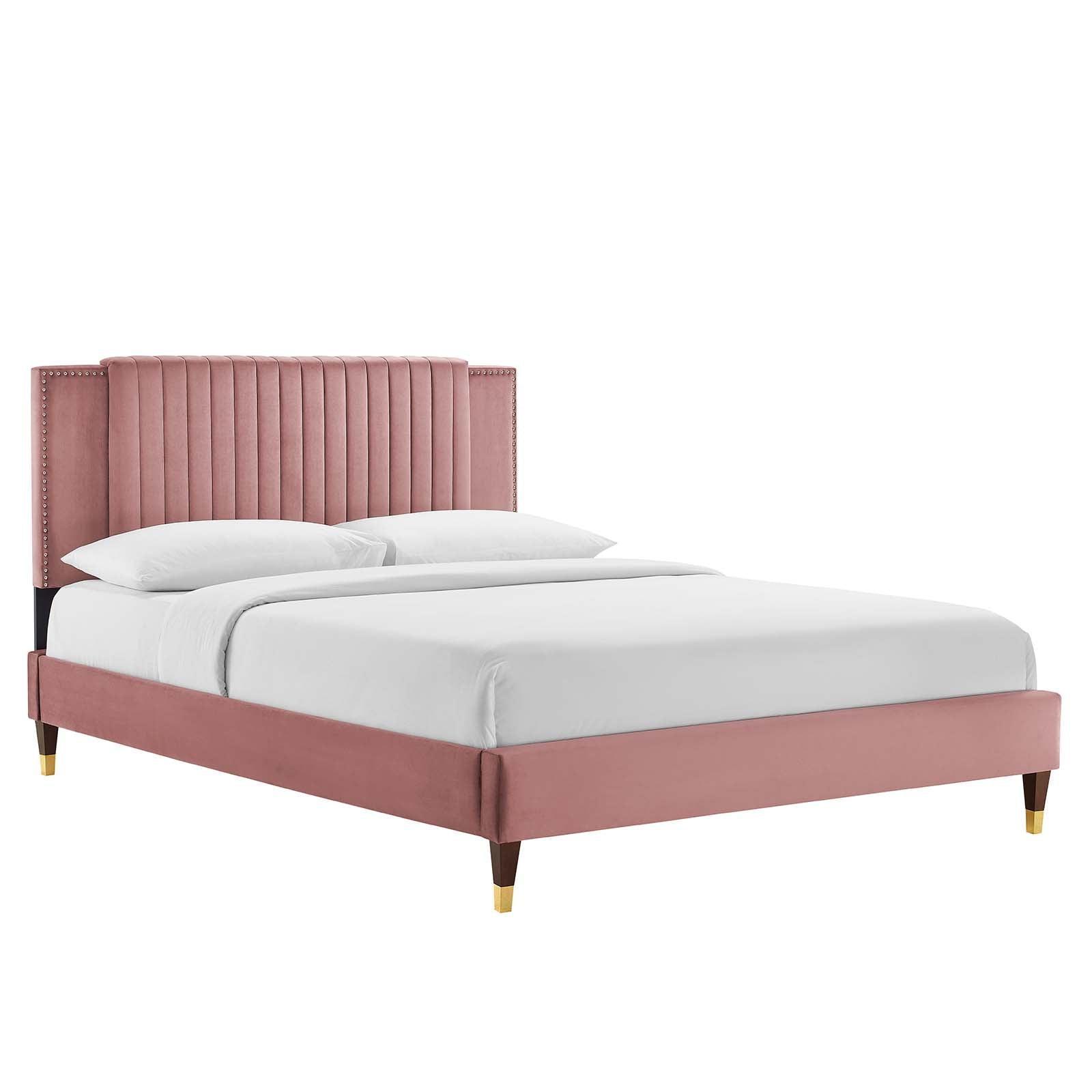 Zahra Channel Tufted Performance Velvet King Platform Bed, MOD-7010 FredCo