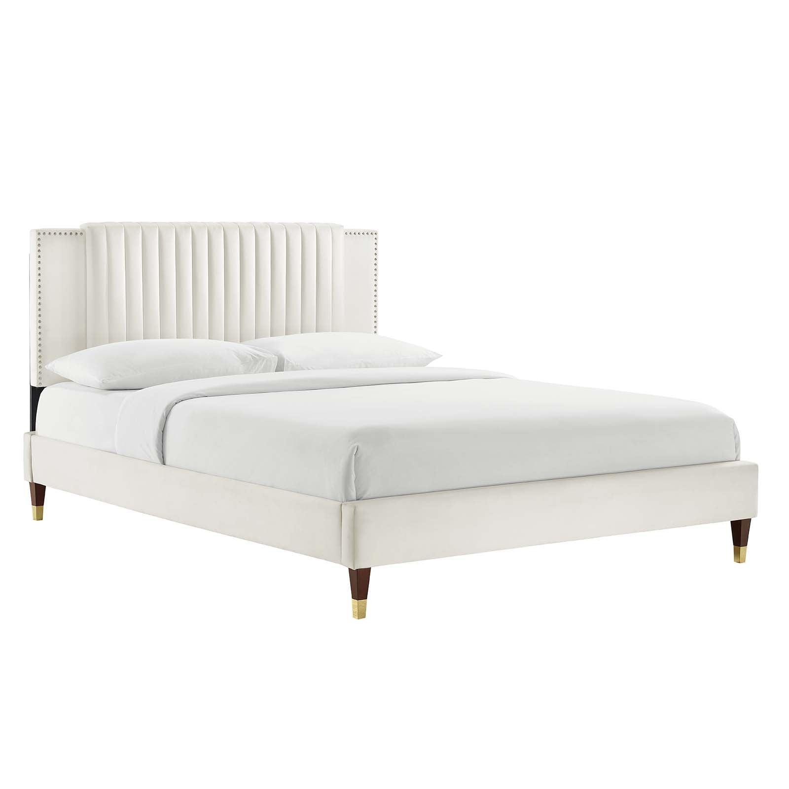Zahra Channel Tufted Performance Velvet King Platform Bed, MOD-7010 FredCo