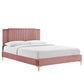 Zahra Channel Tufted Performance Velvet Queen Platform Bed, MOD-6978 FredCo