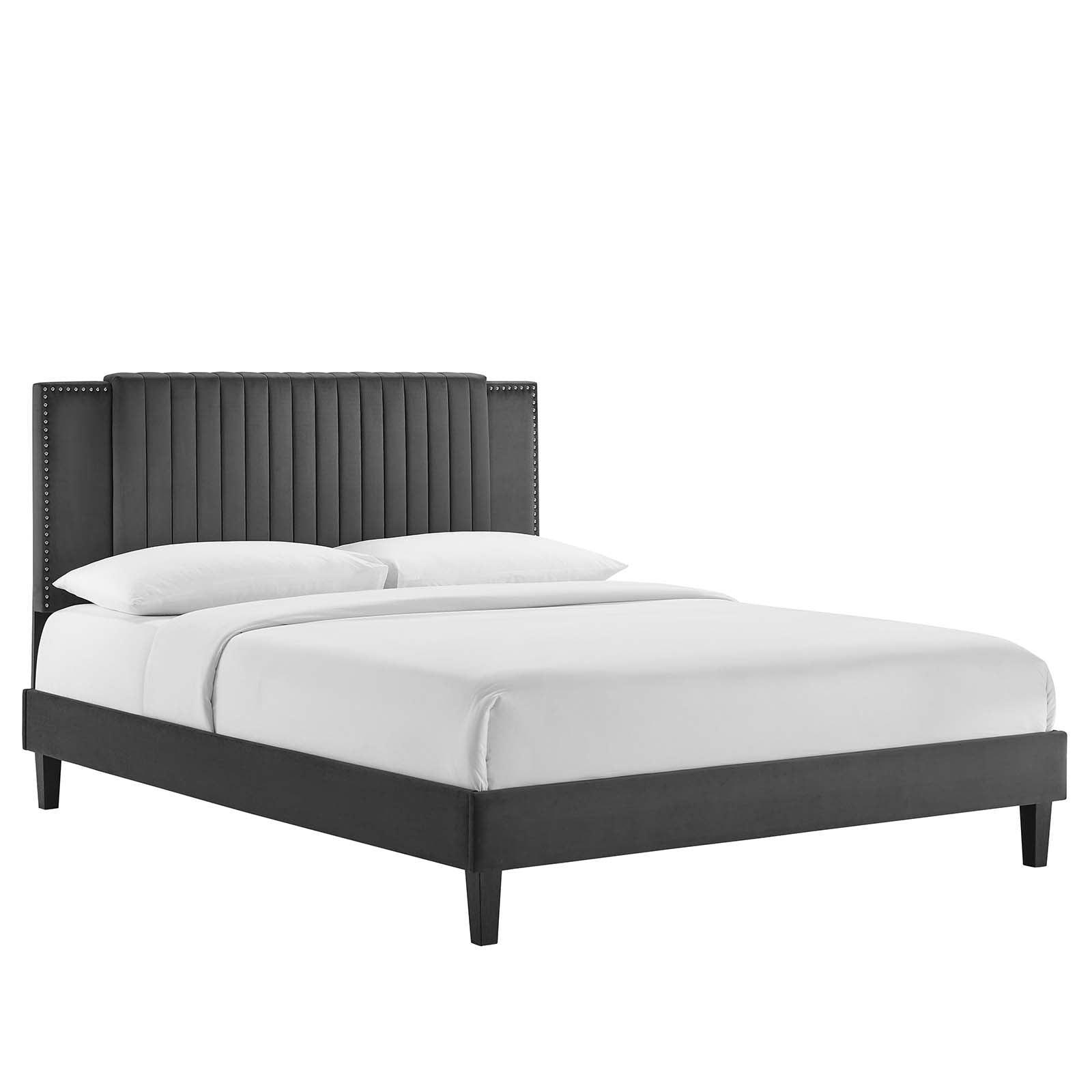 Zahra Channel Tufted Performance Velvet Twin Platform Bed, MOD-6990 FredCo