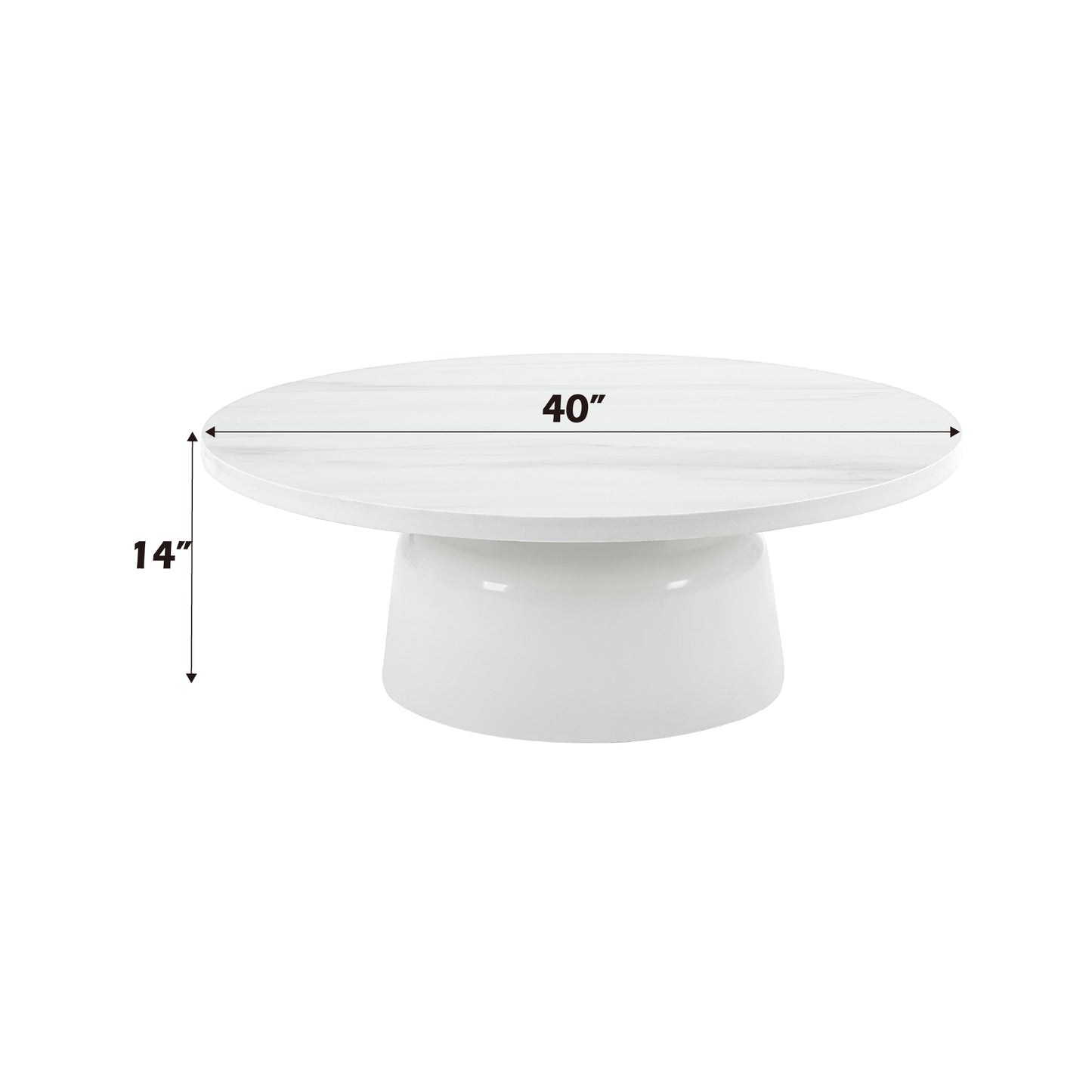 Zaid Engineering Marble & White High Gloss Finish Coffee Table FredCo