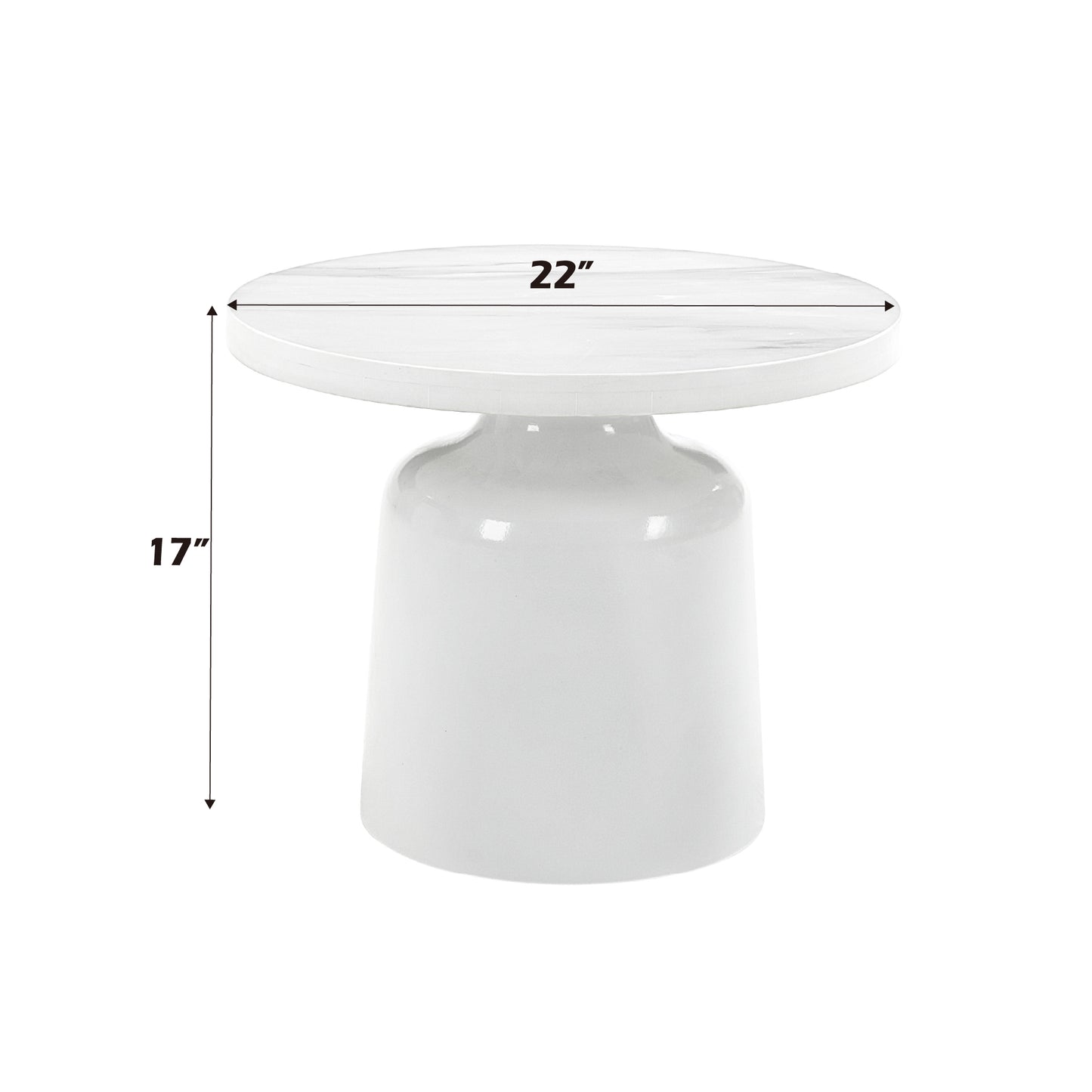 Zaid Engineering Marble & White High Gloss Finish End Table FredCo