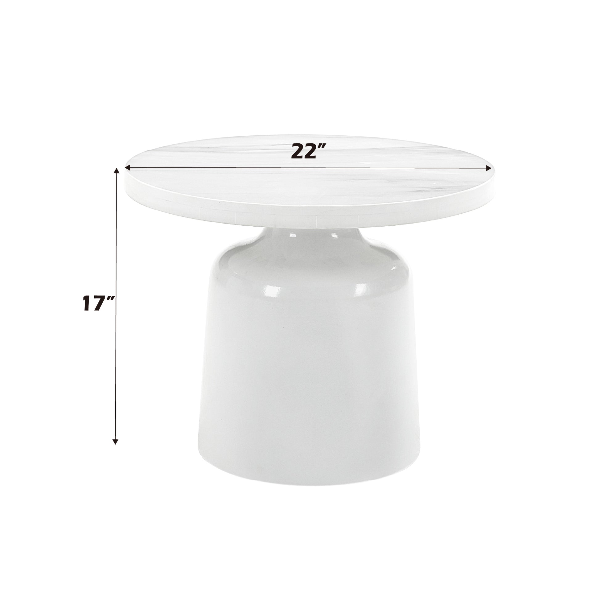 Zaid Engineering Marble & White High Gloss Finish End Table FredCo