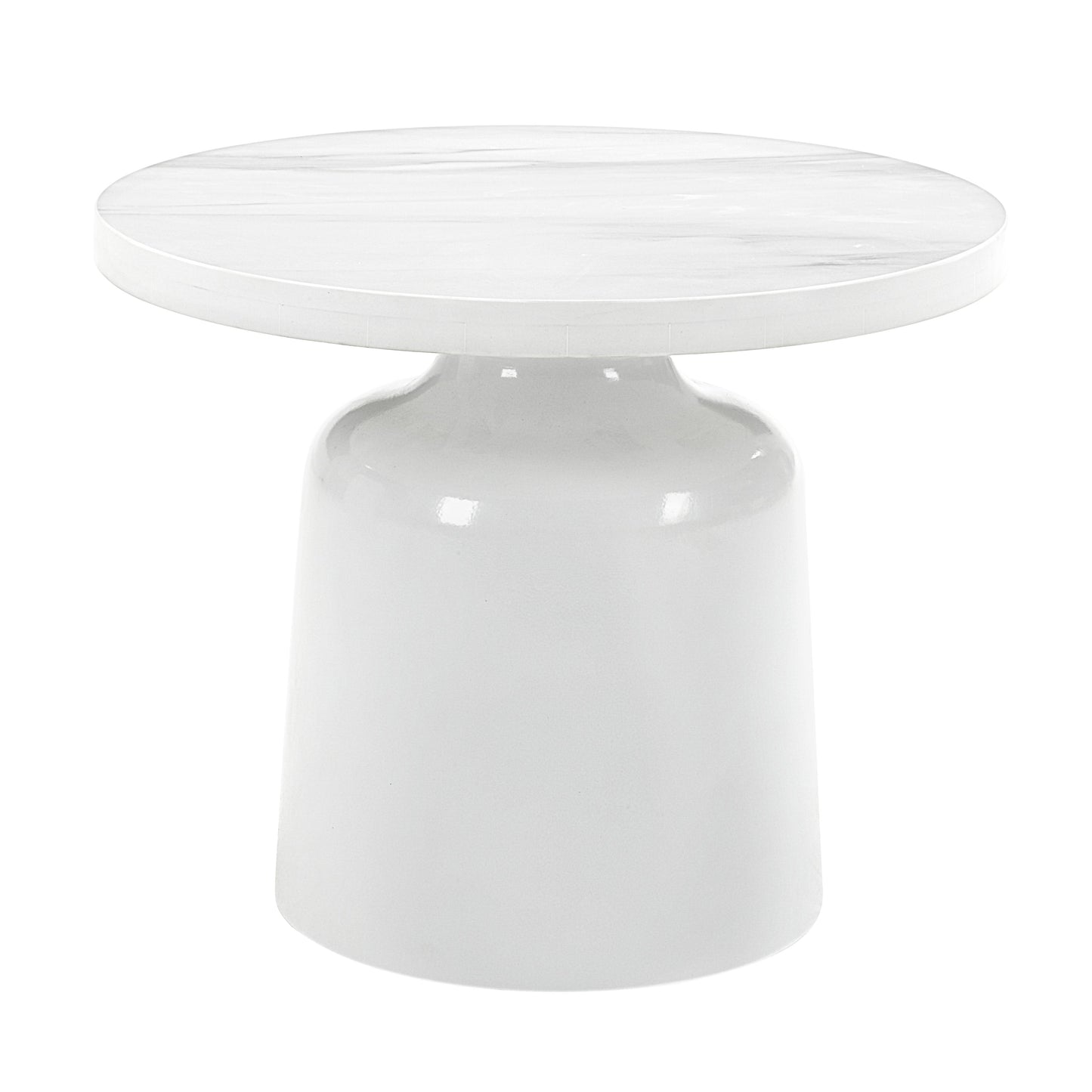 Zaid Engineering Marble & White High Gloss Finish End Table FredCo