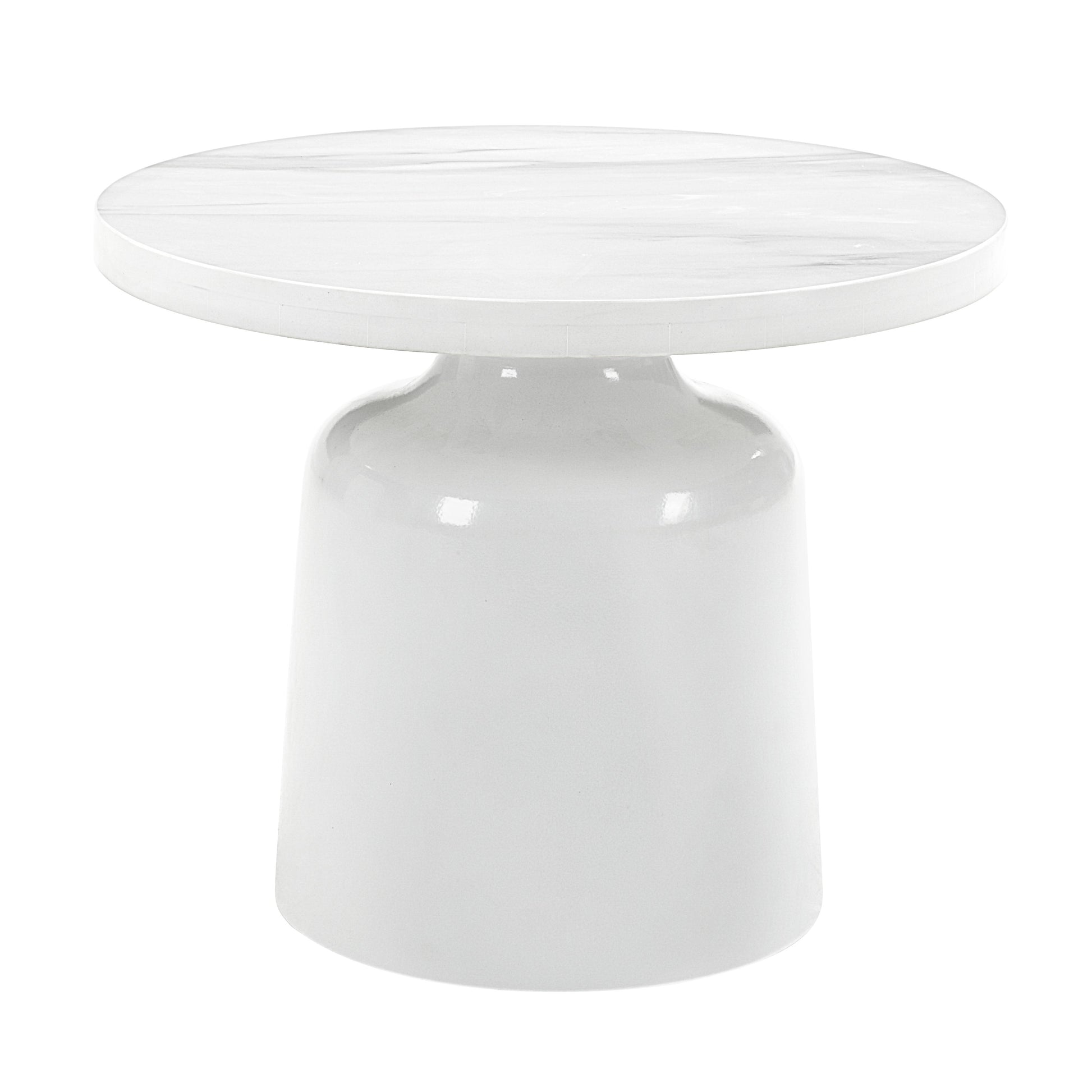 Zaid Engineering Marble & White High Gloss Finish End Table FredCo