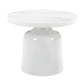 Zaid Engineering Marble & White High Gloss Finish End Table FredCo