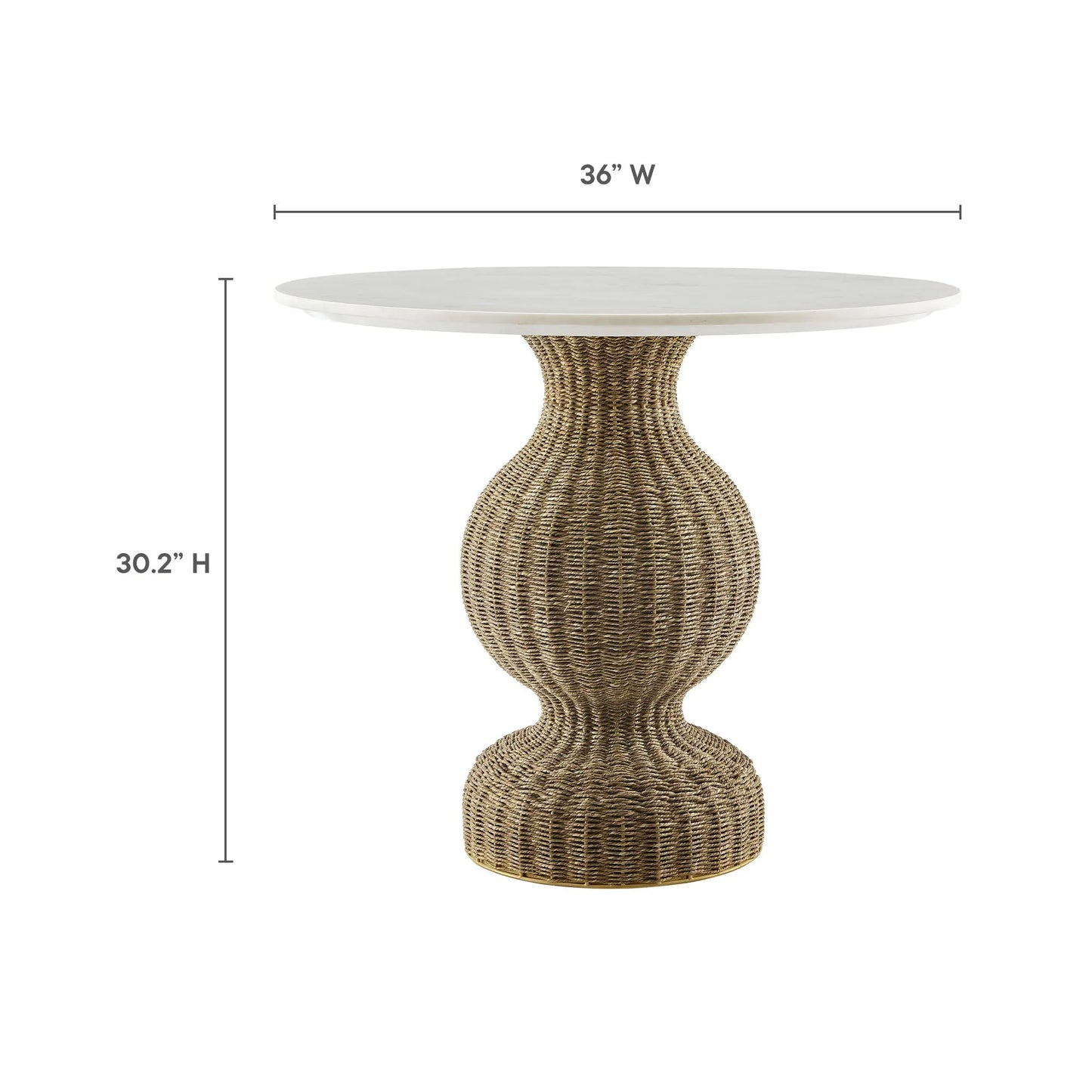 Zale 36" Marble and Seagrass Dining Table by Modway EEI-7195 FredCo