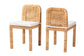 Zariah Modern Bohemian Natural Brown Rattan and Mahogany Wood 2-Piece Dining Chair Set FredCo