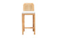 Zariah Modern Bohemian Natural Brown Rattan and Mahogany Wood Bar Stool FredCo