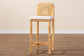 Zariah Modern Bohemian Natural Brown Rattan and Mahogany Wood Bar Stool FredCo