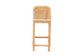 Zariah Modern Bohemian Natural Brown Rattan and Mahogany Wood Bar Stool FredCo