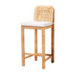Zariah Modern Bohemian Natural Brown Rattan and Mahogany Wood Bar Stool FredCo