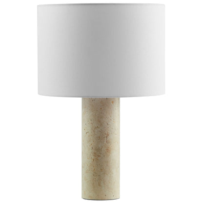 Zenith Travertine Table Lamp With Fabric Drum Shade by Modway EEI-7213 FredCo