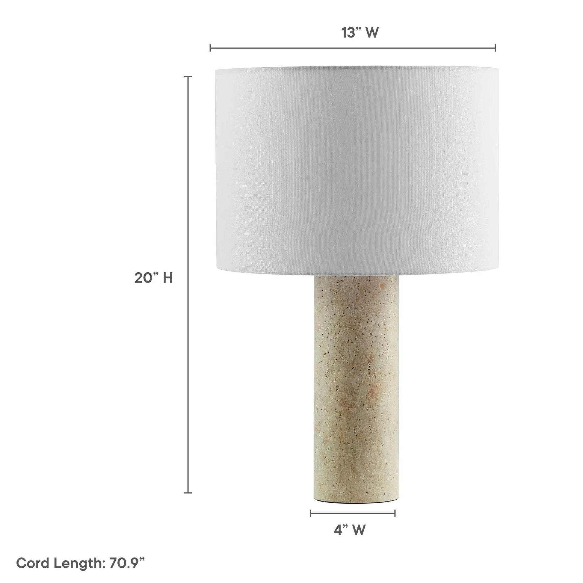 Zenith Travertine Table Lamp With Fabric Drum Shade by Modway EEI-7213 FredCo