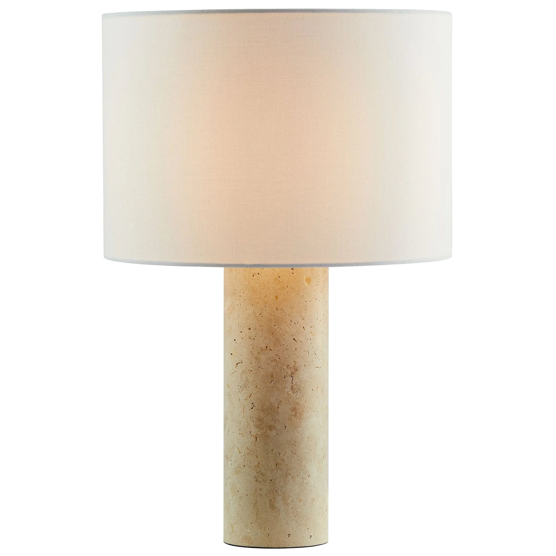 Zenith Travertine Table Lamp With Fabric Drum Shade by Modway EEI-7213 FredCo