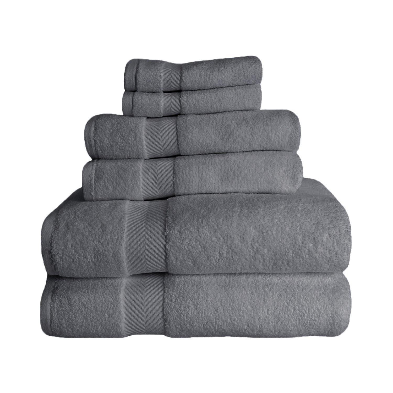 Zero-Twist Smart-Dry Absorbent Cotton Plush 6-Piece Towel Set FredCo