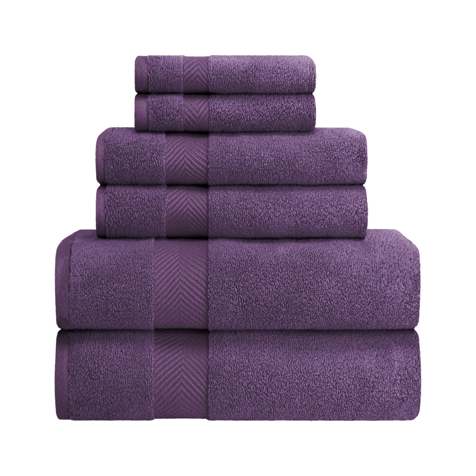 Zero-Twist Smart-Dry Absorbent Cotton Plush 6-Piece Towel Set FredCo