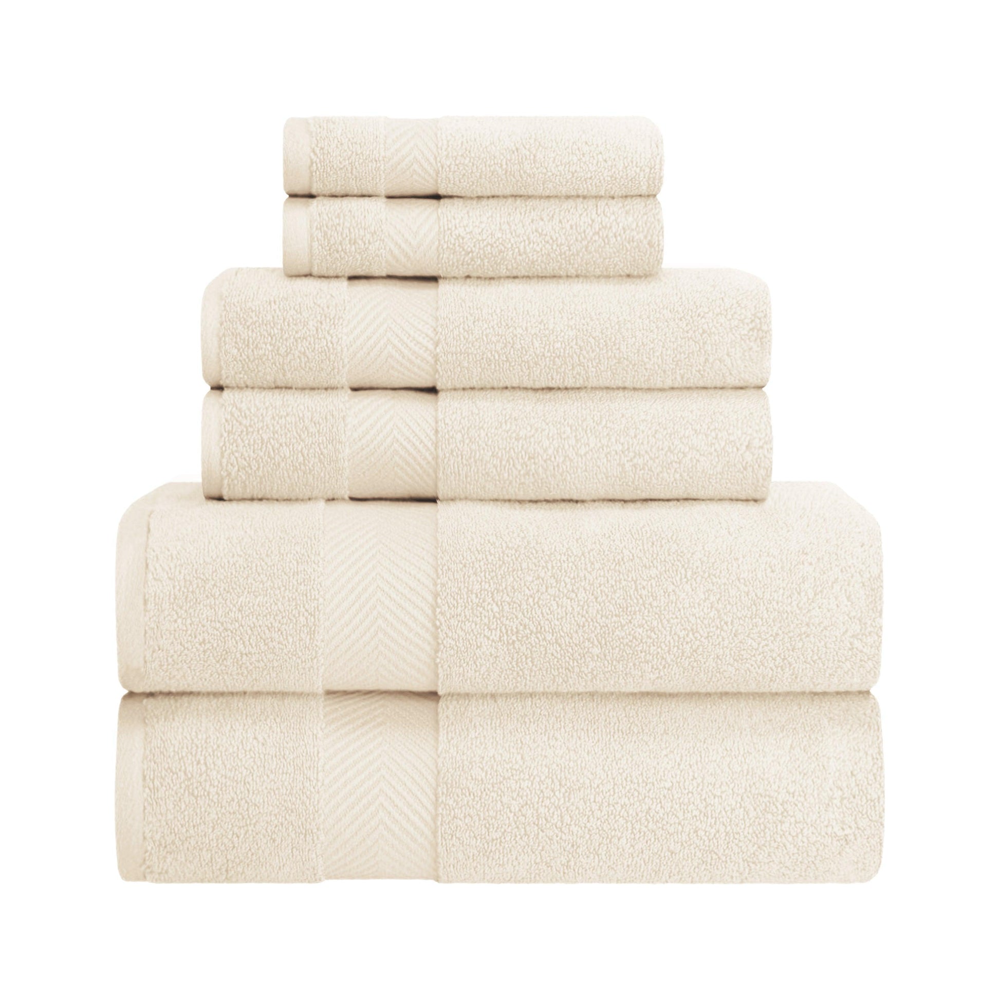 Zero-Twist Smart-Dry Absorbent Cotton Plush 6-Piece Towel Set FredCo