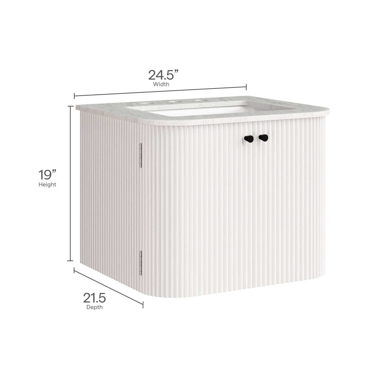 Zia 24" Wall-Mount Bathroom Vanity with Marble Sink by Modway EEI-7162 FredCo