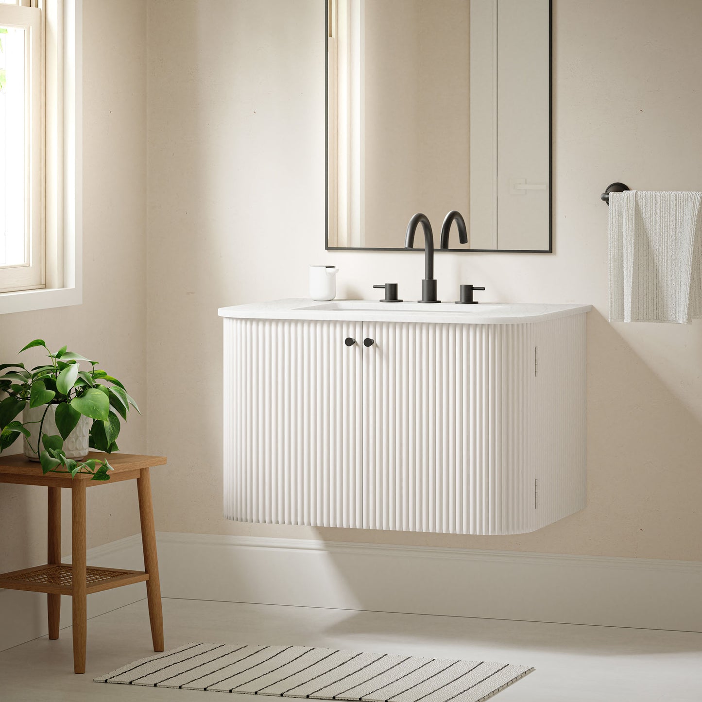 Zia 30" Wall-Mount Bathroom Vanity with Marble Sink by Modway EEI-7208 FredCo