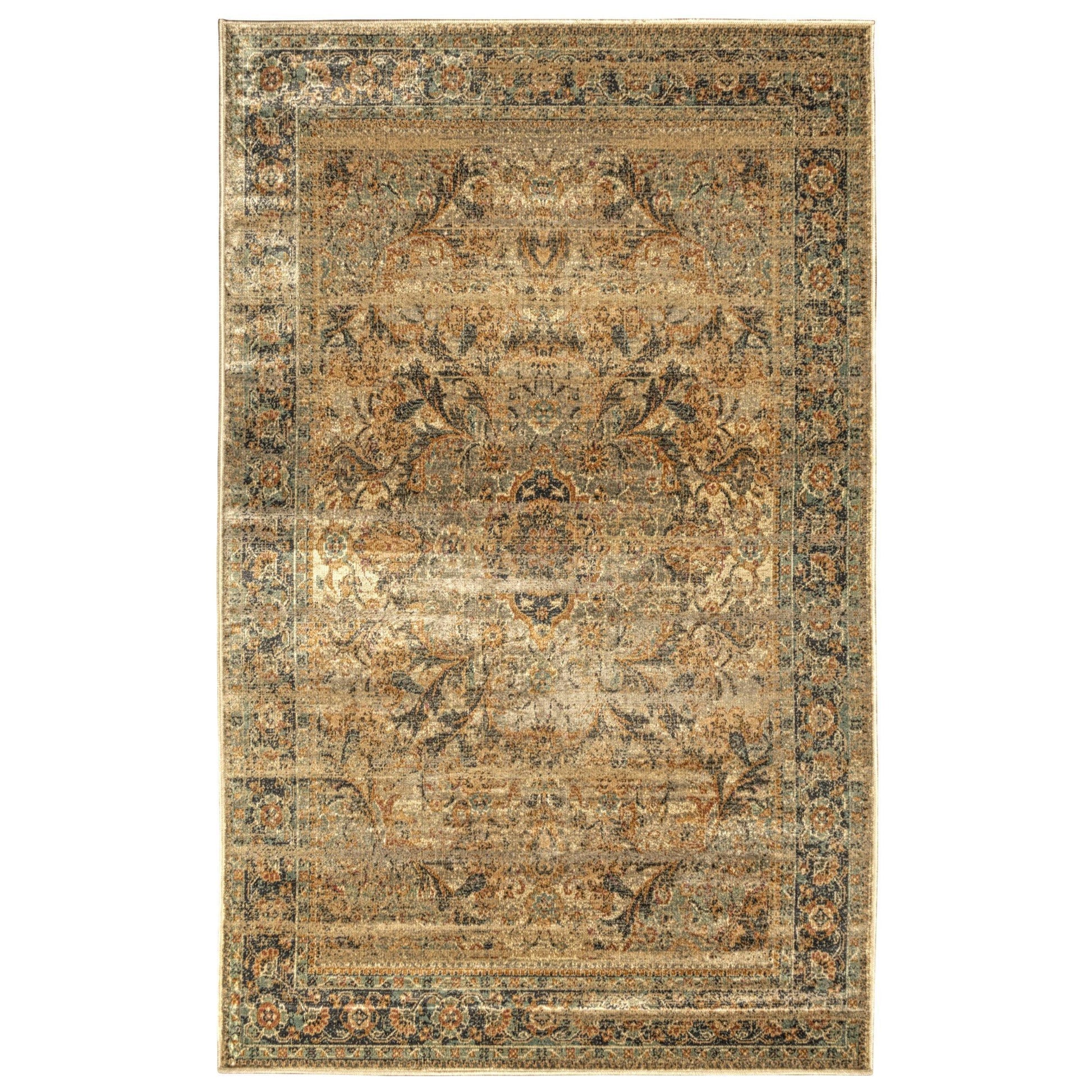 Zinnia Vintage Oriental Distressed Medallion Rug FredCo