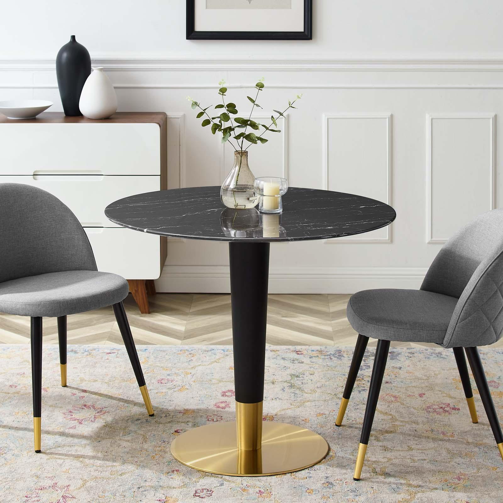 Zinque 36" Artificial Marble Dining Table, EEI-5132 FredCo