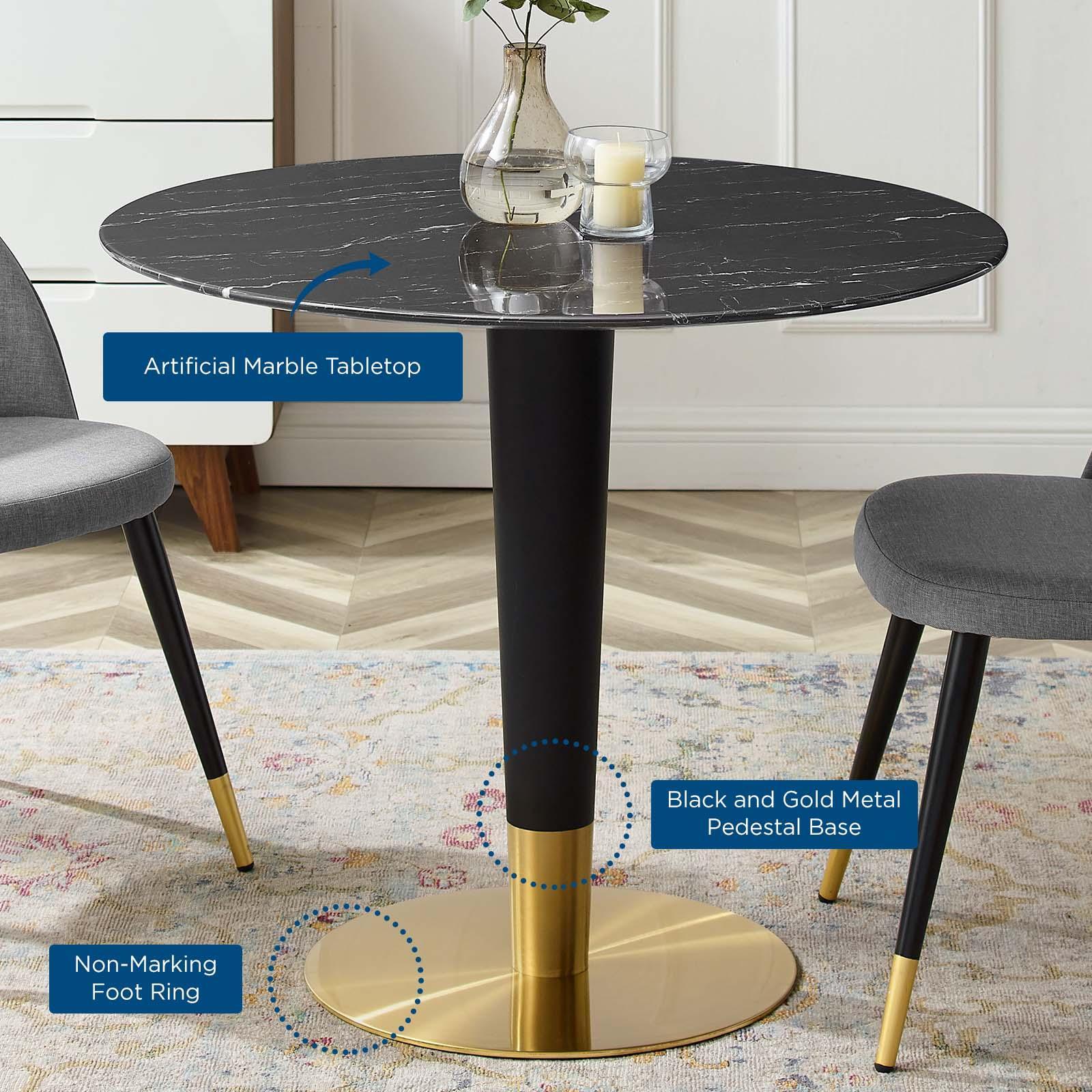 Zinque 36" Artificial Marble Dining Table, EEI-5132 FredCo