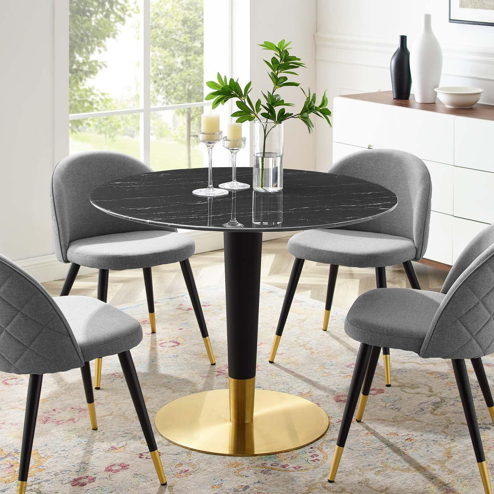 Zinque 40" Artificial Marble Dining Table, EEI-5148 FredCo