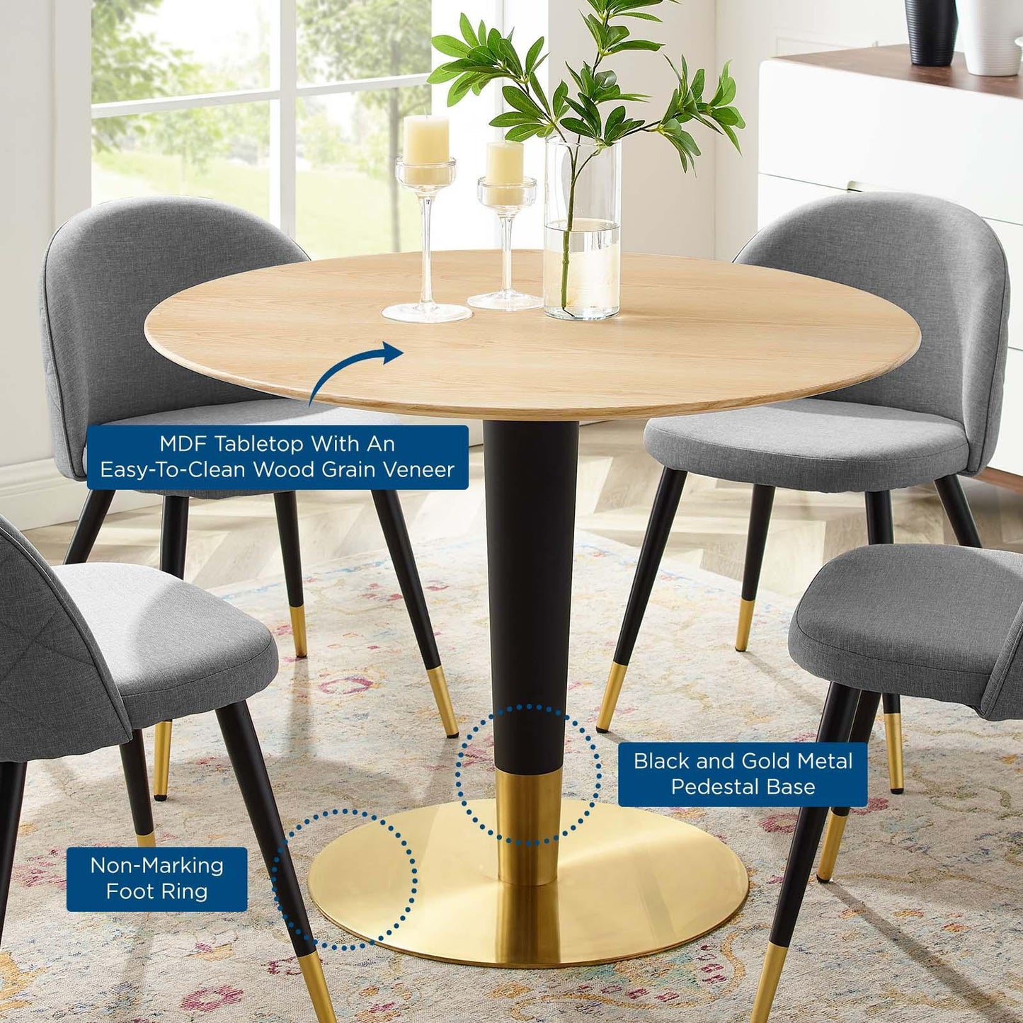 Zinque 40" Dining Table, EEI-5145 FredCo