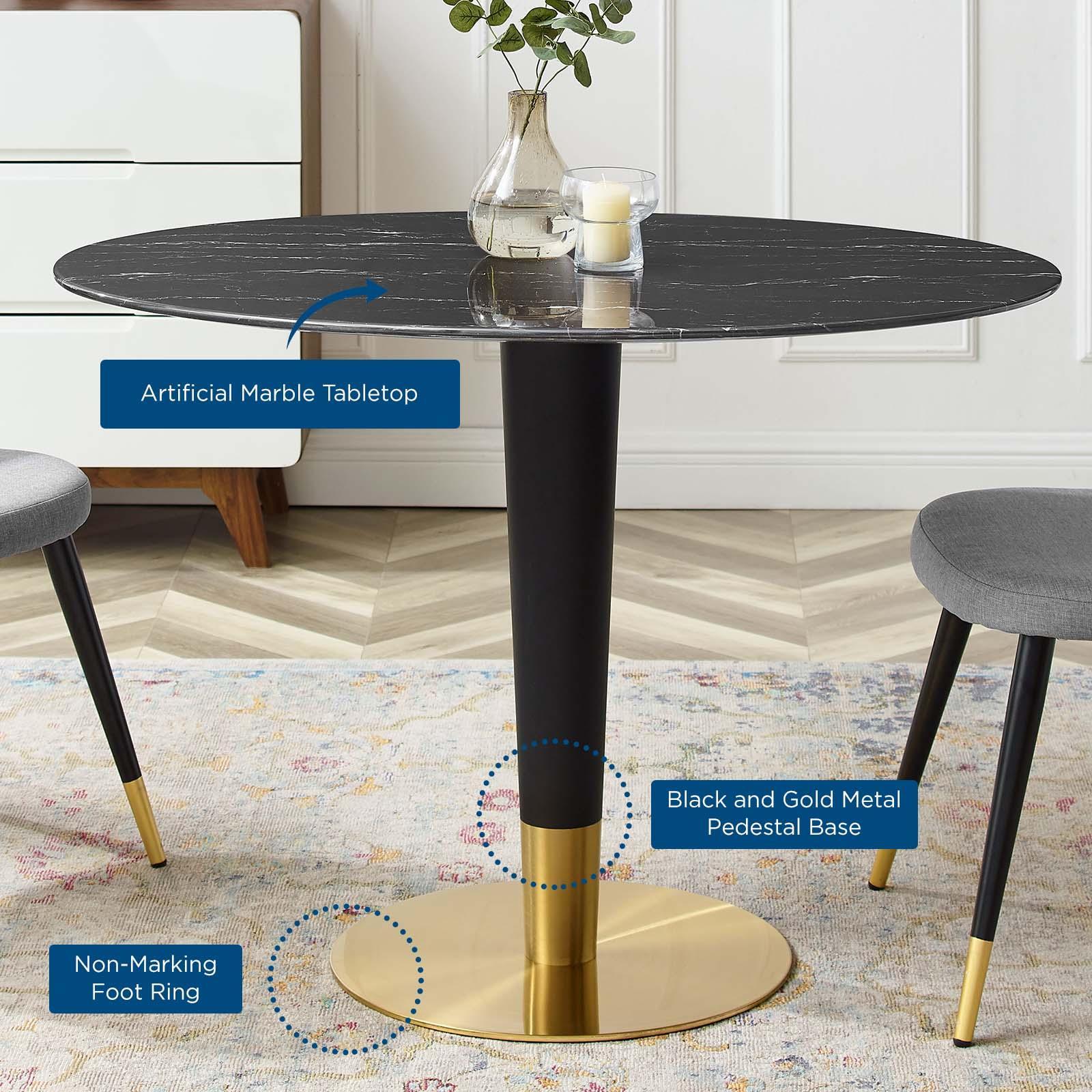 Zinque 42" Oval Artificial Marble Dining Table, EEI-5133 FredCo